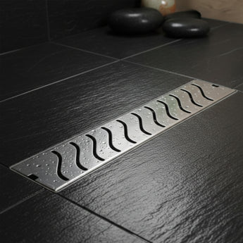 Ripple 304-SS (18"x 4") Shower Drain Channel with Cockroach Trap - Center Hole