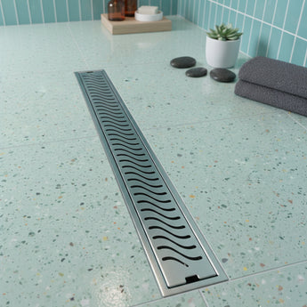 Ripple 304-SS (36"x 4") Shower Drain Channel with Cockroach Trap - Center Hole