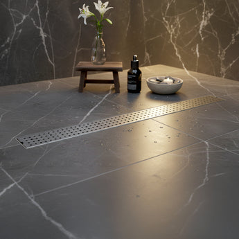 Quattro 304-SS (48"x 4") Shower Drain Channel with Cockroach Trap - Center Hole
