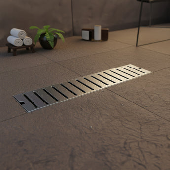 Vertiline 304-SS (18"x 4") Shower Drain Channel with Cockroach Trap - Center Hole