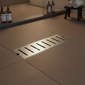 Vertiline 304-SS (12"x 4") Shower Drain Channel with Cockroach Trap - Side Hole