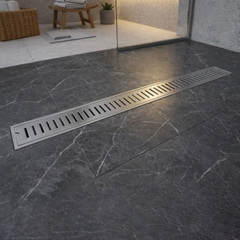 Vertiline 304-SS (48"x 4") Shower Drain Channel with Cockroach Trap - Side Hole