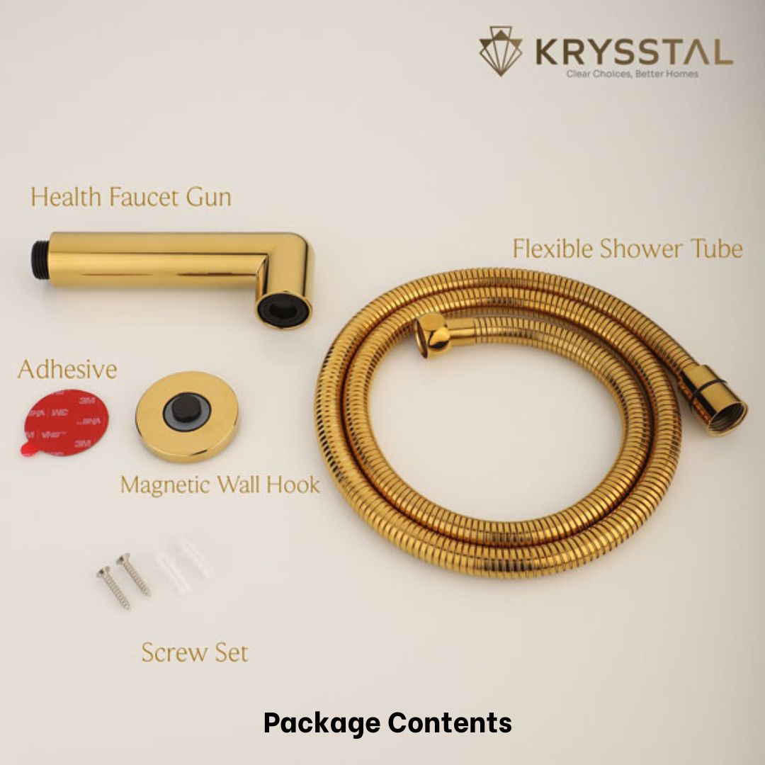 Gold Magnetic ABS Health Faucet with 304-SS Shower Tube (1m) & No-Drill Wall Hook