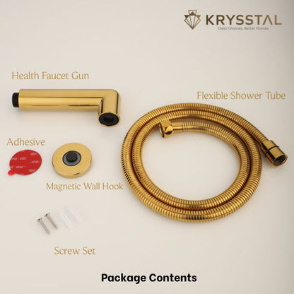 Gold Magnetic ABS Health Faucet with 304-SS Shower Tube (1m) & No-Drill Wall Hook