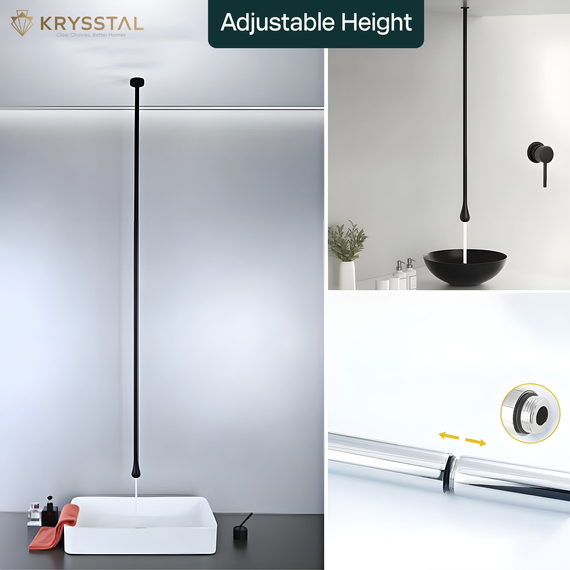Store Tap Ceiling Pearl Black Ceiling Mount Wash Basin Mixer Tap with Wall Mount Diverte ...