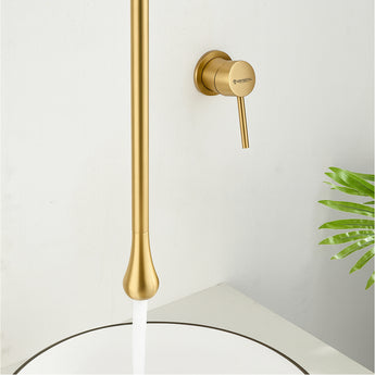 Pearl Gold Ceiling Mount Wash Basin Mixer Tap with Wall Mount Diverter
