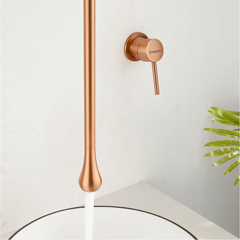 Pearl Rose Gold Ceiling Mount Wash Basin Mixer Tap with Wall Mount Diverter