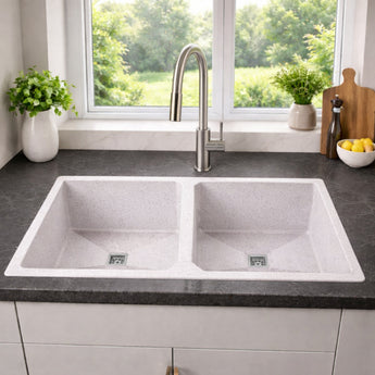 Quartz Red Moon (45 x 20 x 10 Inches) Double Bowl Kitchen Sink