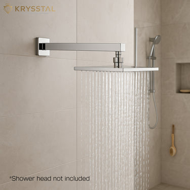 Square Stainless Steel Shower Arm (12 Inches) with Flange