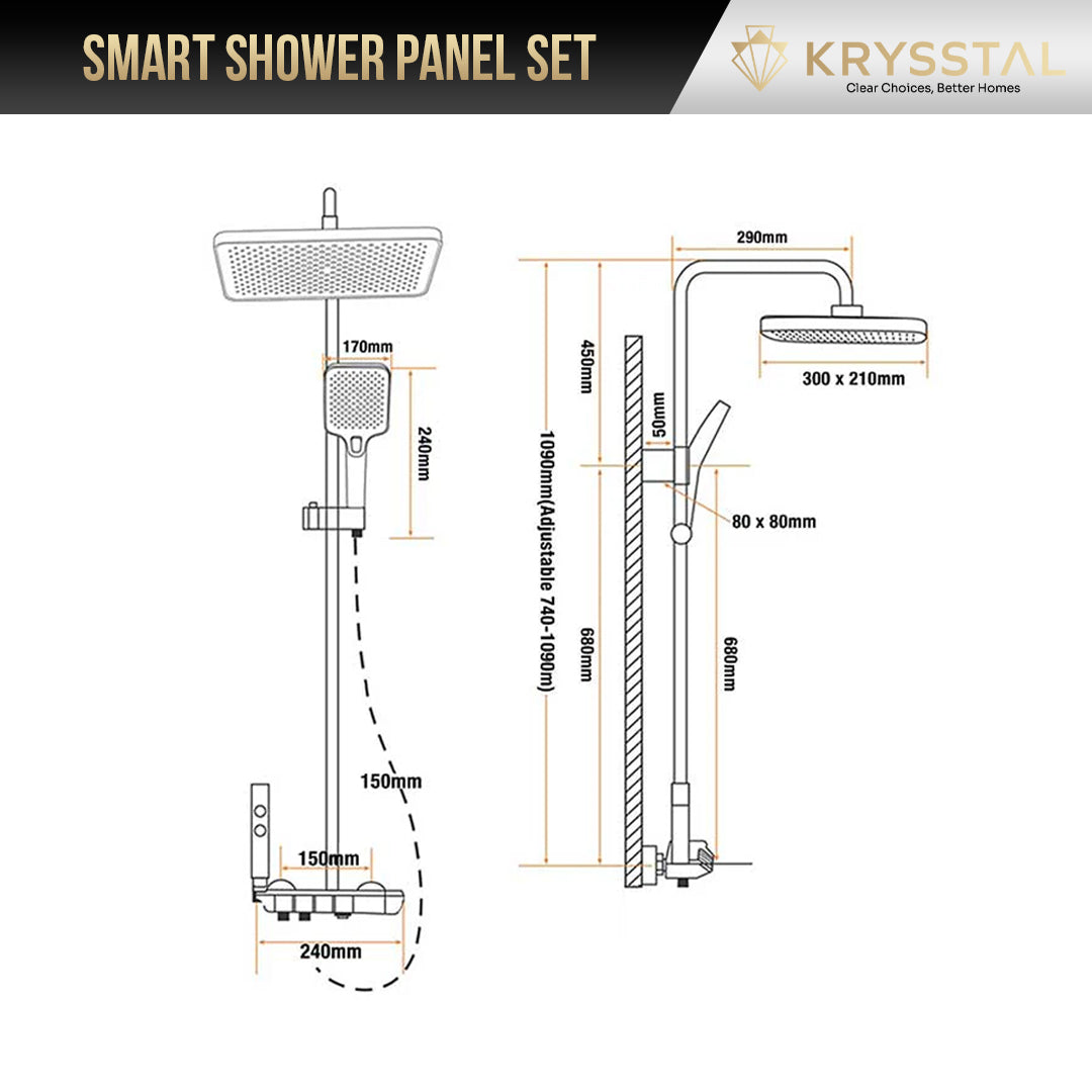 Oceanus Multi-functional Shower Panel Complete Set