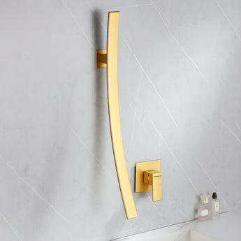Sonic Gold Wall-Mount Wash Basin Mixer Tap with Wall Mount Diverter