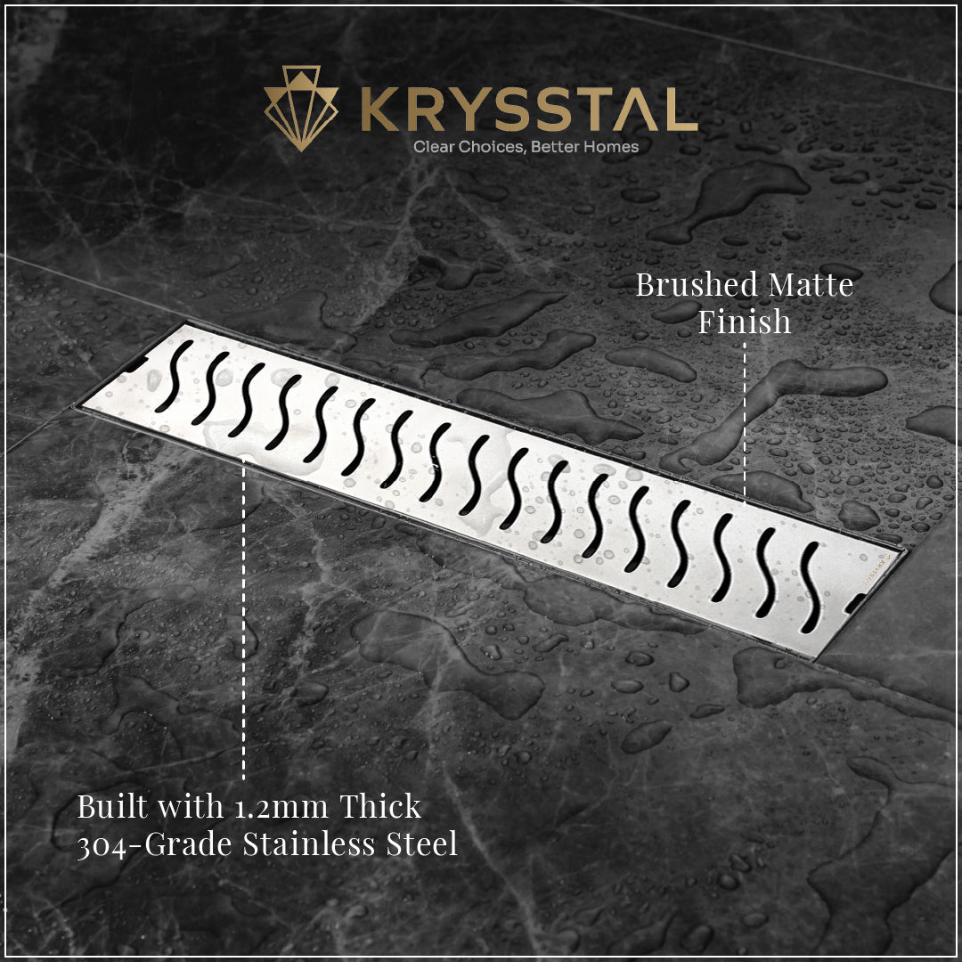 Ripple 304-SS (24"x 4") Shower Drain Channel with Cockroach Trap