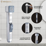 Health faucet gun with 4 different featured images on a white tile background.